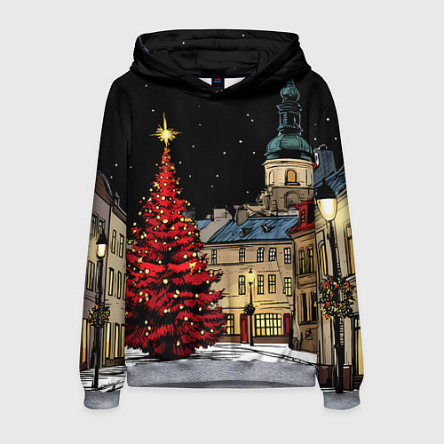Мужская толстовка Красная новогодняя елка / 3D-Меланж – фото 1