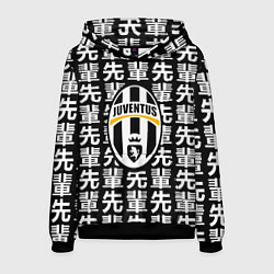 Толстовка-худи мужская Ювентус япония символы, цвет: 3D-черный