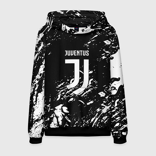 Мужская толстовка Juventus белые штрихи красок / 3D-Черный – фото 1