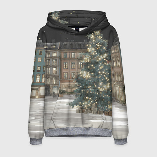 Мужская толстовка Елка во дворе / 3D-Меланж – фото 1