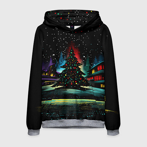 Мужская толстовка Новый год на черном фоне / 3D-Меланж – фото 1