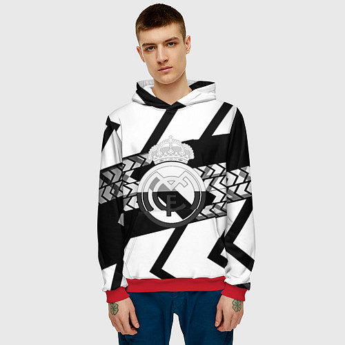 Мужская толстовка Реал Мадрид краски полосы / 3D-Красный – фото 3