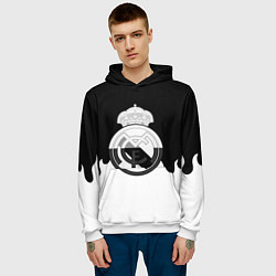 Толстовка-худи мужская Реал Мадрид огонь белый, цвет: 3D-белый — фото 2