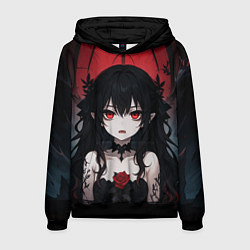 Толстовка-худи мужская Девушка в стиле аниме в воде, цвет: 3D-черный