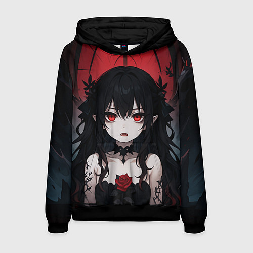 Мужская толстовка Девушка в стиле аниме в воде / 3D-Черный – фото 1