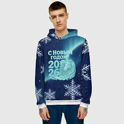 Толстовка-худи мужская С новым годом 2026 - лошадь, цвет: 3D-белый — фото 2