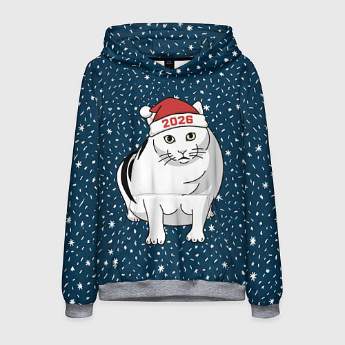 Мужская толстовка Кот мем - 2026 / 3D-Меланж – фото 1