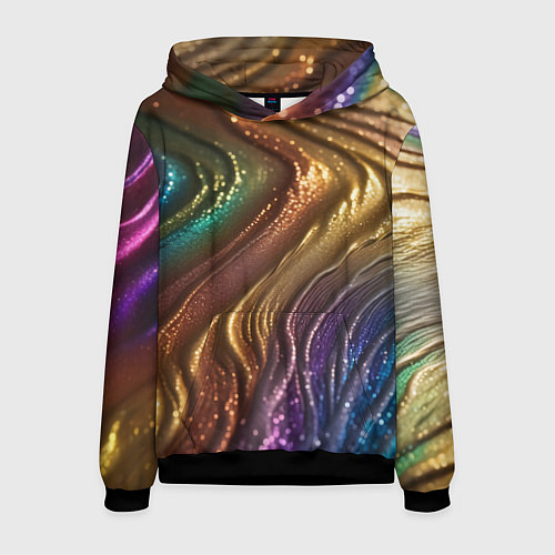 Мужская толстовка Сморщенные складочки жидкости / 3D-Черный – фото 1