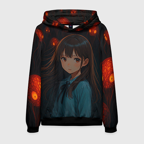 Мужская толстовка Аниме девушка окружённая монстрами / 3D-Черный – фото 1