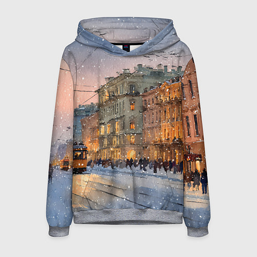 Мужская толстовка Зимний Санкт-Петербург / 3D-Меланж – фото 1