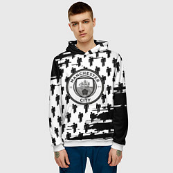 Толстовка-худи мужская Манчестер сити краски люди, цвет: 3D-белый — фото 2