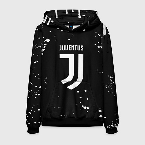 Мужская толстовка Ювентус белые брызги красок / 3D-Черный – фото 1