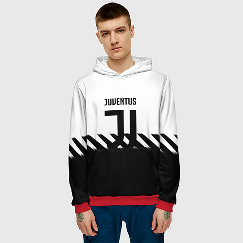 Мужская толстовка Ювентус полосы геометрия линии / 3D-Красный – фото 3