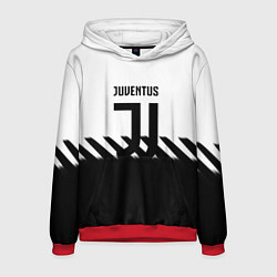 Толстовка-худи мужская Ювентус полосы геометрия линии, цвет: 3D-красный