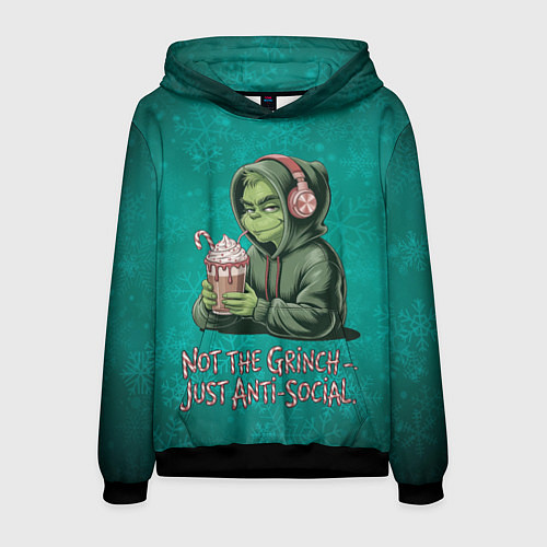 Мужская толстовка Антисоциальный Гринч / 3D-Черный – фото 1