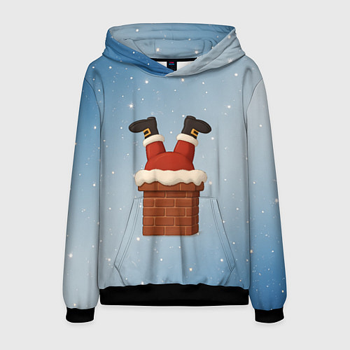 Мужская толстовка Санта торчит из трубы / 3D-Черный – фото 1