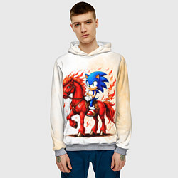 Толстовка-худи мужская Соник верхом на коне, цвет: 3D-меланж — фото 2