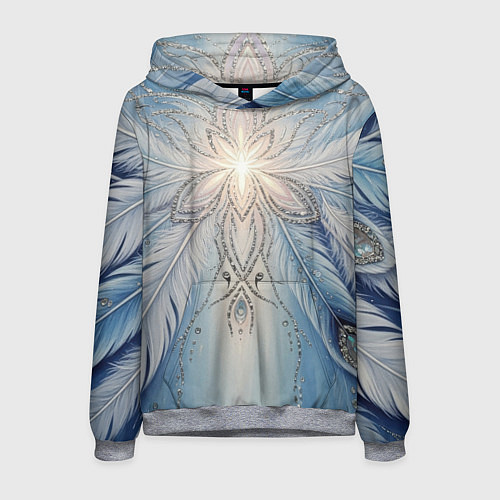 Мужская толстовка Ледяной перьевой орнамент со светом / 3D-Меланж – фото 1