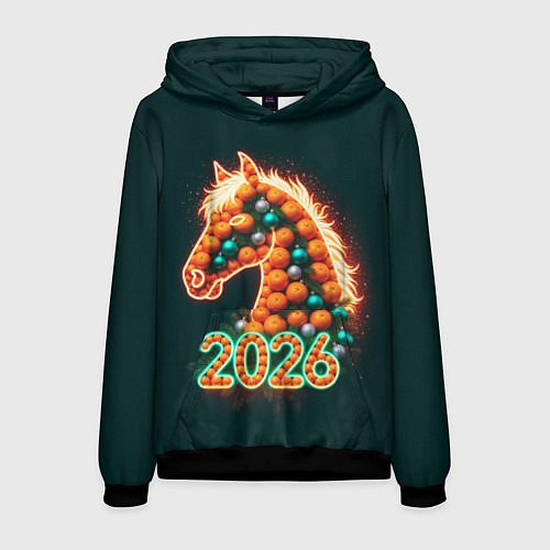 Мужская толстовка Праздничная лошадь 2026 / 3D-Черный – фото 1