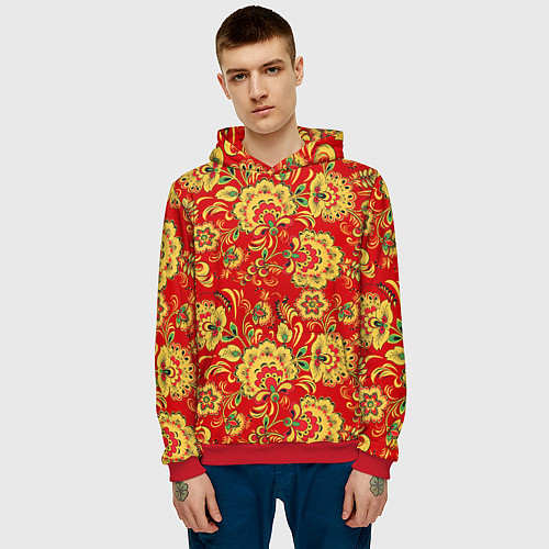 Мужская толстовка Хохлома / 3D-Красный – фото 3