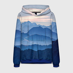 Толстовка-худи мужская Горы, цвет: 3D-синий