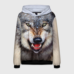 Толстовка-худи мужская Взгляд волка, цвет: 3D-черный