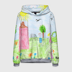 Толстовка-худи мужская Детские рисунки, цвет: 3D-меланж
