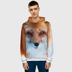 Толстовка-худи мужская Взгляд лисы, цвет: 3D-белый — фото 2