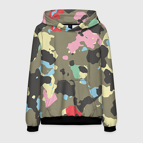 Мужская толстовка Камуфляж: микс цветов / 3D-Черный – фото 1
