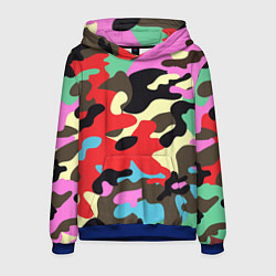 Толстовка-худи мужская Яркий камуфляж, цвет: 3D-синий