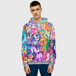 Толстовка-худи мужская My Little Pony цвета 3D-меланж — фото 2