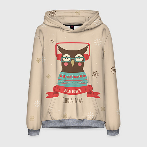 Мужская толстовка Сова в наушниках / 3D-Меланж – фото 1