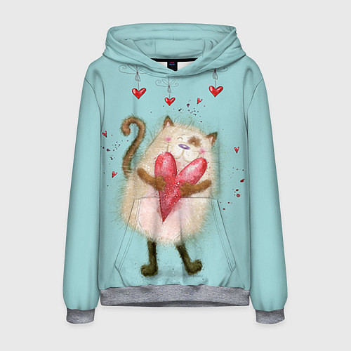 Мужская толстовка Котик / 3D-Меланж – фото 1