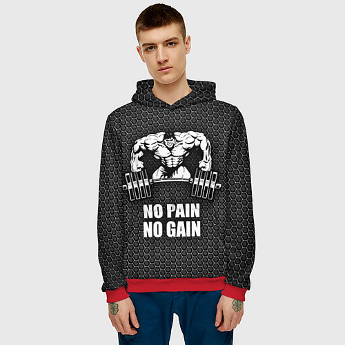 Мужская толстовка No pain, no gain / 3D-Красный – фото 3