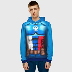 Толстовка-худи мужская Капитан Россия, цвет: 3D-синий — фото 2