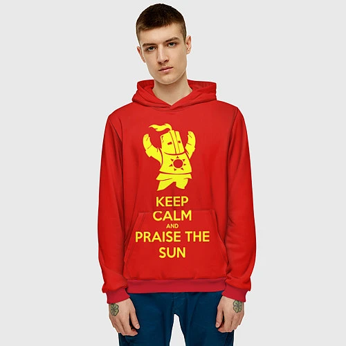 Мужская толстовка Keep Calm & Praise The Sun / 3D-Красный – фото 3