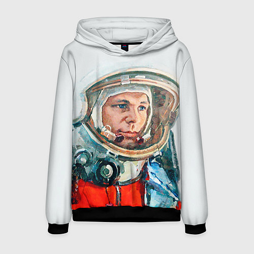 Мужская толстовка Гагарин в полете / 3D-Черный – фото 1