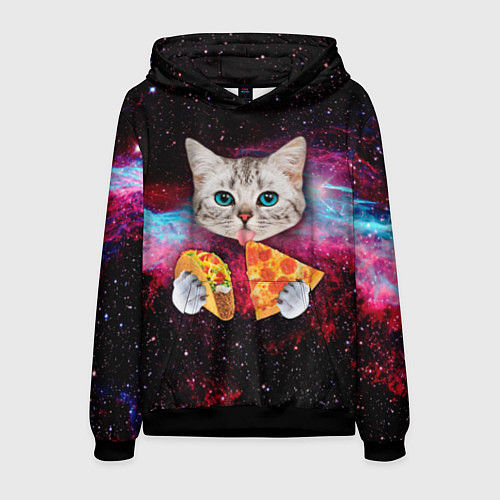 Мужская толстовка Кот с едой / 3D-Черный – фото 1