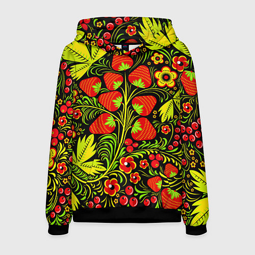 Мужская толстовка Хохлома: земляника / 3D-Черный – фото 1