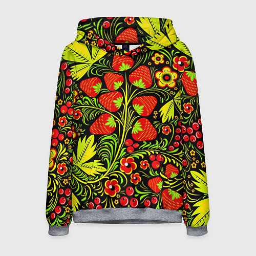 Мужская толстовка Хохлома: земляника / 3D-Меланж – фото 1