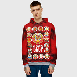 Толстовка-худи мужская СССР - гербы советских республик, цвет: 3D-меланж — фото 2