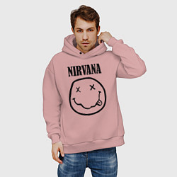 Толстовка оверсайз мужская Nirvana, цвет: пыльно-розовый — фото 2