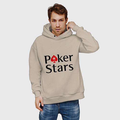 Мужское худи оверсайз Poker Stars / Миндальный – фото 3