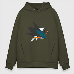 Толстовка оверсайз мужская San Jose Sharks, цвет: хаки