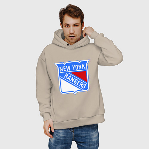 Мужское худи оверсайз New York Rangers / Миндальный – фото 3