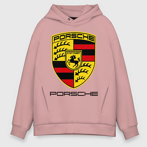 Мужское худи оверсайз Porsche Stuttgart / Пыльно-розовый – фото 1