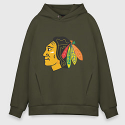 Толстовка оверсайз мужская Chicago Blackhawks, цвет: хаки