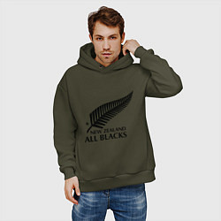 Толстовка оверсайз мужская New Zeland: All blacks, цвет: хаки — фото 2