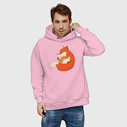 Толстовка оверсайз мужская Лисички, цвет: светло-розовый — фото 2