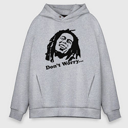 Толстовка оверсайз мужская Bob Marley: Don't worry, цвет: меланж
